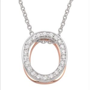 925& 18k Two-toned CZ Circle Necklace. Brand new never worn.